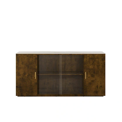 Modern Wooden Side Cabinets with 2 Doors and 1 Glass Doors