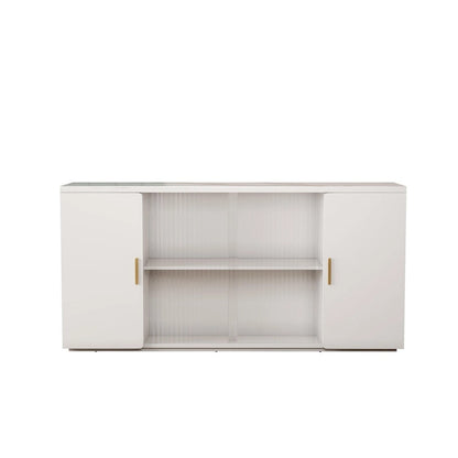 Modern Wooden Side Cabinets with 2 Doors and 1 Glass Doors