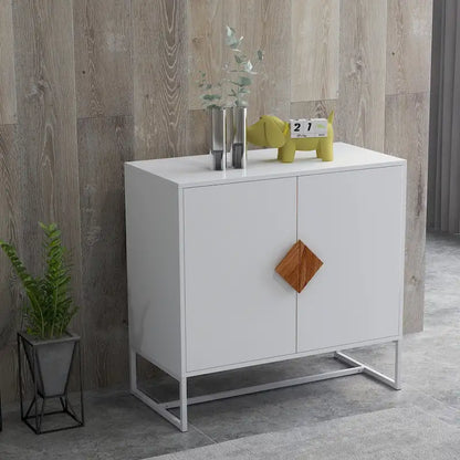 Solid Wood Square Shape Handle Deisign Sideboard with Doors