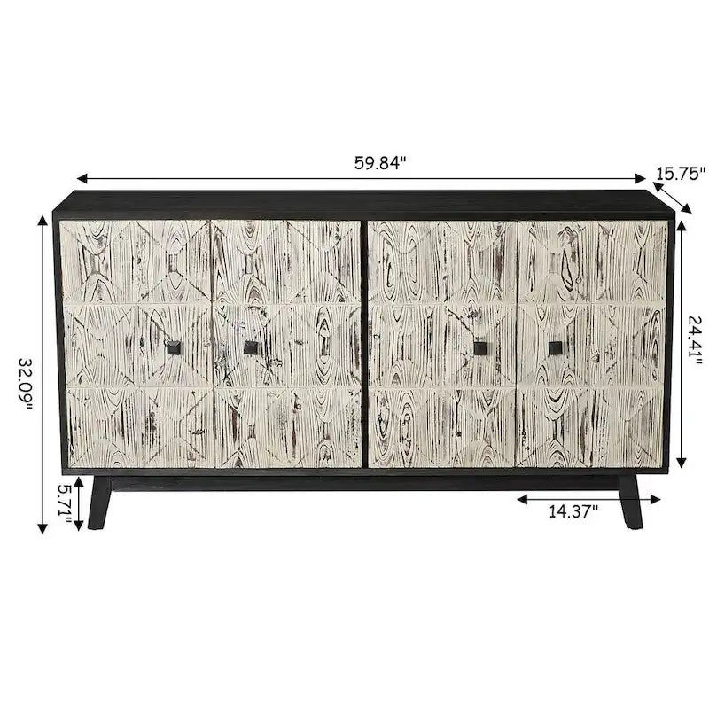 59.84 Vintage Freestanding Storage Cabinet with 4 Doors