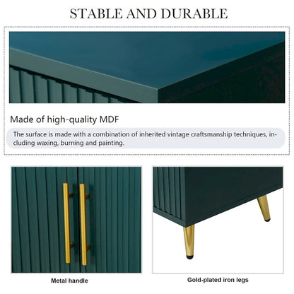 Wood Tv Stand With Storage Cabinet & Adjustable Shelves