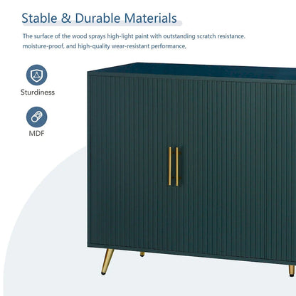 Wood Tv Stand With Storage Cabinet & Adjustable Shelves