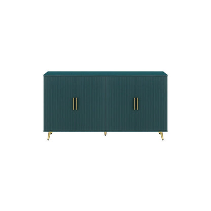 Wood Tv Stand With Storage Cabinet & Adjustable Shelves