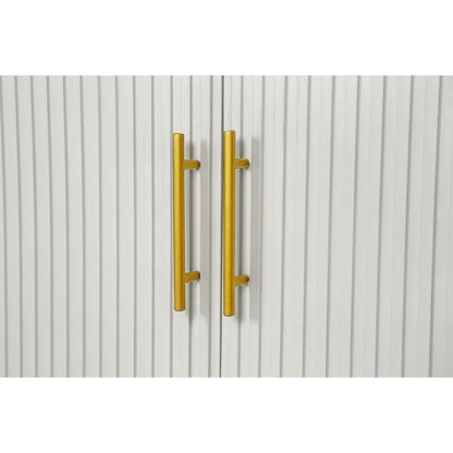 Wood Tv Stand With Storage Cabinet & Adjustable Shelves