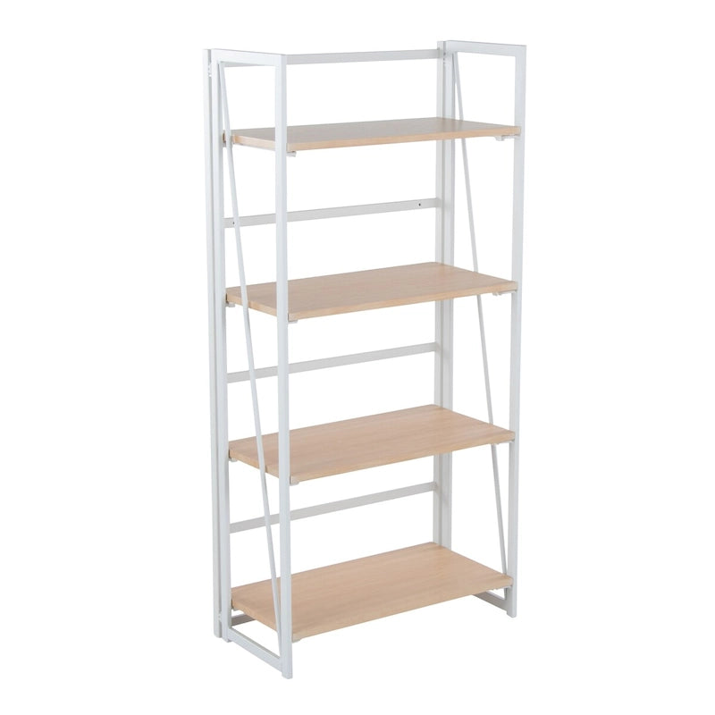 Dakota Contemporary Bookcase in Painted Metal and Natural Wood