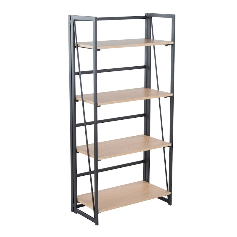 Dakota Contemporary Bookcase in Painted Metal and Natural Wood