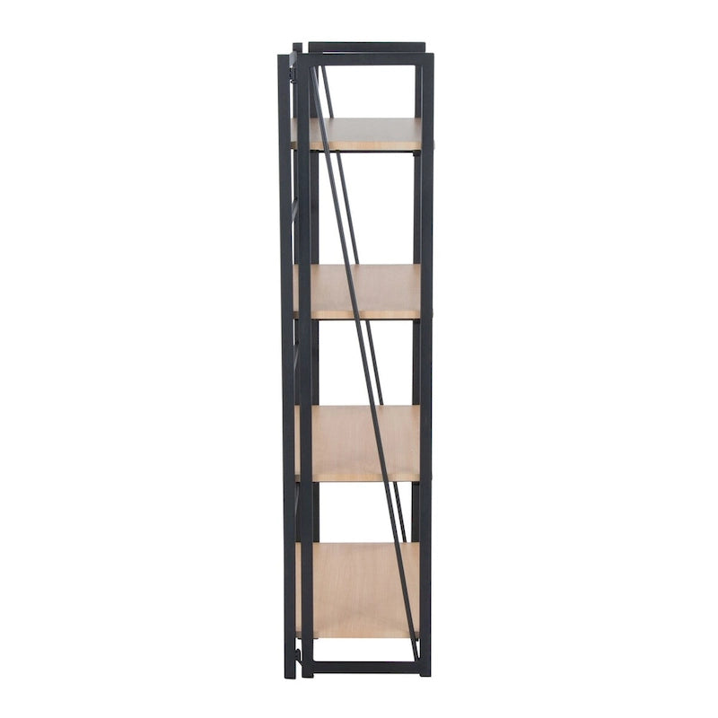 Dakota Contemporary Bookcase in Painted Metal and Natural Wood