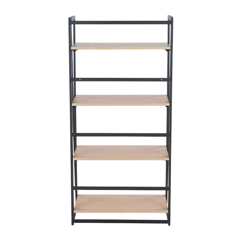 Dakota Contemporary Bookcase in Painted Metal and Natural Wood