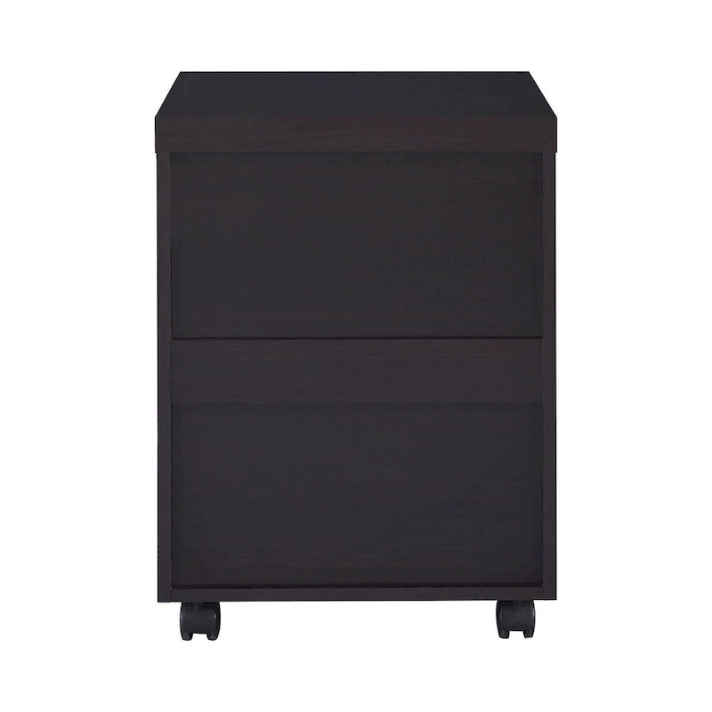 26 Inch 3 Drawer Mobile File Cabinet, Smooth Caster Wheels, Dark Cappuccino