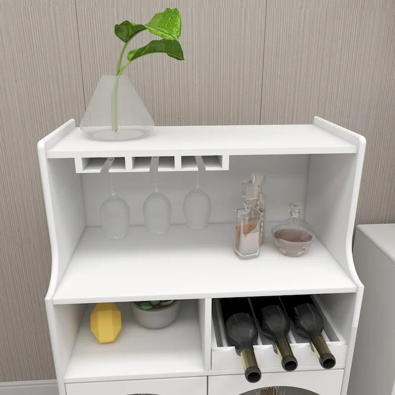 Living Room Wine Cabinet with Removable Wine Rack and Wine Glass Rack - 27.56L * 15.75W * 50.39H