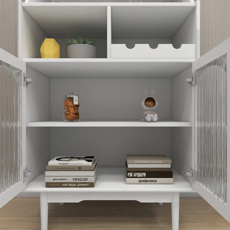 Living Room Wine Cabinet with Removable Wine Rack and Wine Glass Rack - 27.56L * 15.75W * 50.39H