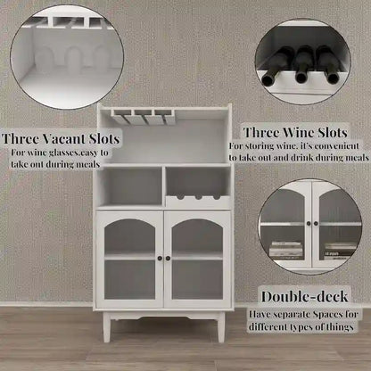 Living Room Wine Cabinet with Removable Wine Rack and Wine Glass Rack - 27.56L * 15.75W * 50.39H