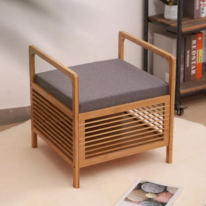 Proman Products SH17236 Cambridge Bamboo Square Storage Shoe bench, Natural, 19.5 W x 19.5 D x 21.5 H