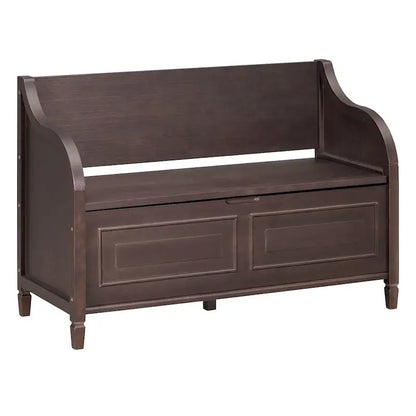 Rustic Style Solid wood Entryway Multifunctional Storage Bench with Safety Hinge