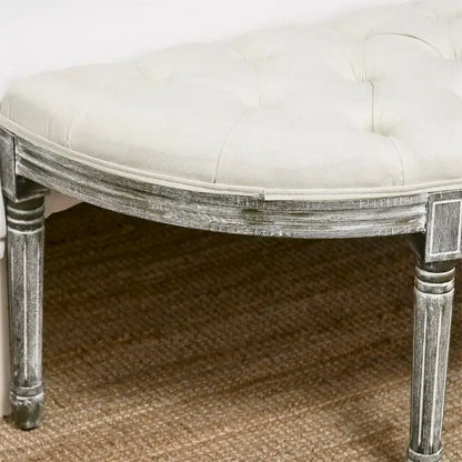 Semi-Circle Tufted Design End of Bed Bench with Rubber Wood Legs