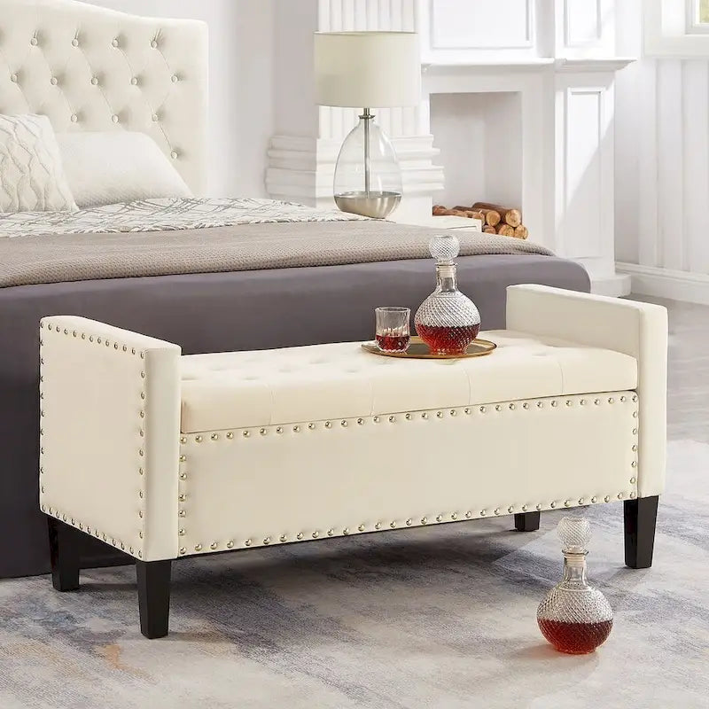 Tufted Button Storage Ottoman Bench - 48L x 18.5W x 22 H