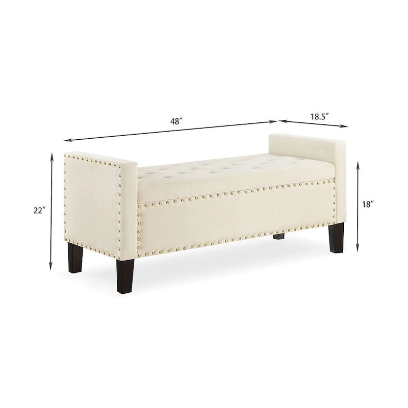 Tufted Button Storage Ottoman Bench - 48L x 18.5W x 22 H