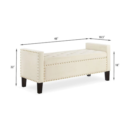 Tufted Button Storage Ottoman Bench - 48L x 18.5W x 22 H
