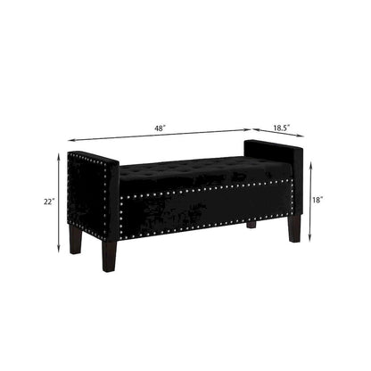 Tufted Button Storage Ottoman Bench - 48L x 18.5W x 22 H
