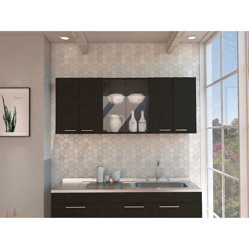 Superior 150 Wall Cabinet With Glass, Four Interior Shelves, Two Double Door