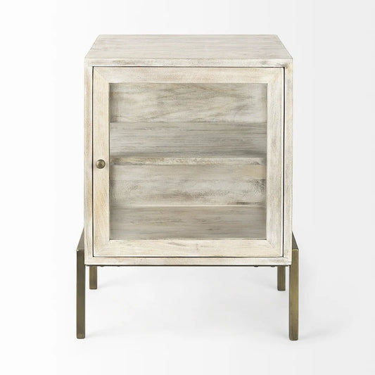 Rustic Weathered White and Gold Shadowbox Cabinet - 24 H x 22 W x 22 D