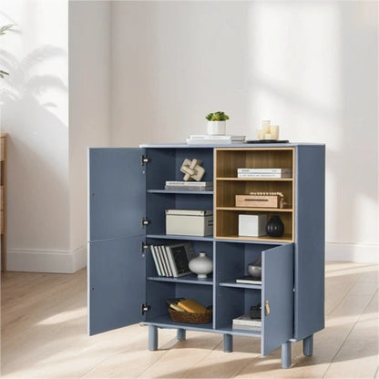 Modern Wood Sideboard Cabinet with Round Legs and Shelf - N/A