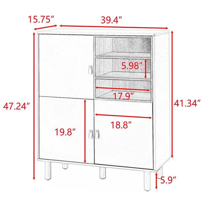 Modern Wood Sideboard Cabinet with Round Legs and Shelf - N/A