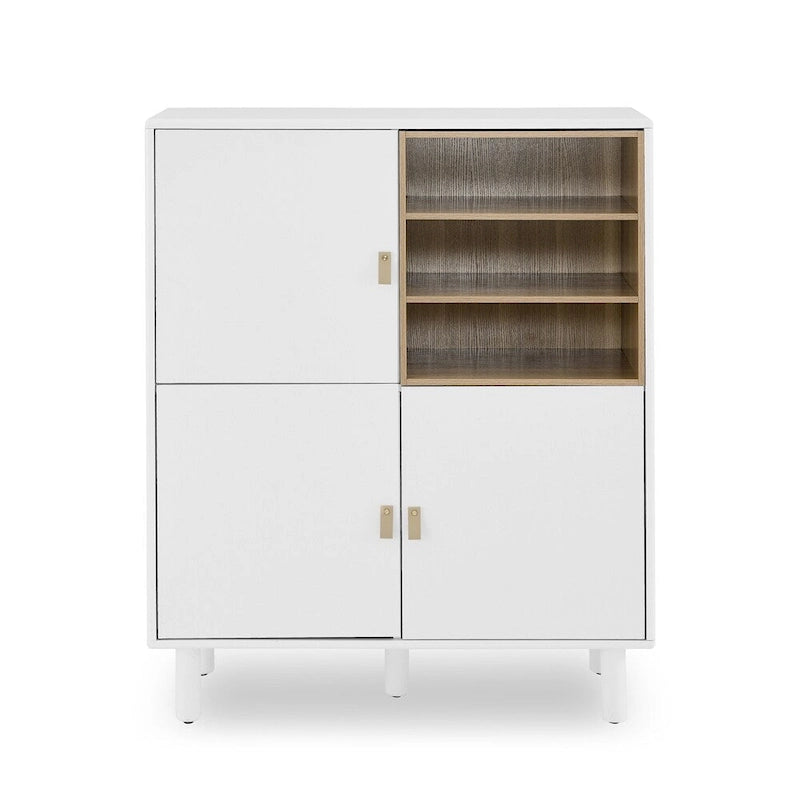 Modern Wood Sideboard Cabinet with Round Legs and Shelf - N/A