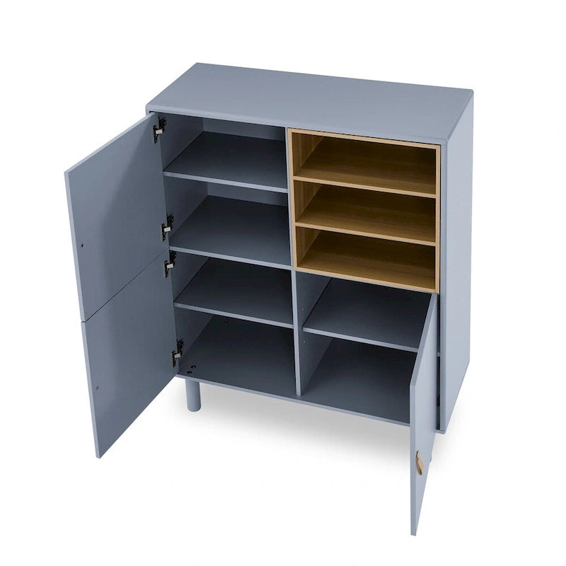 Modern Wood Sideboard Cabinet with Round Legs and Shelf - N/A