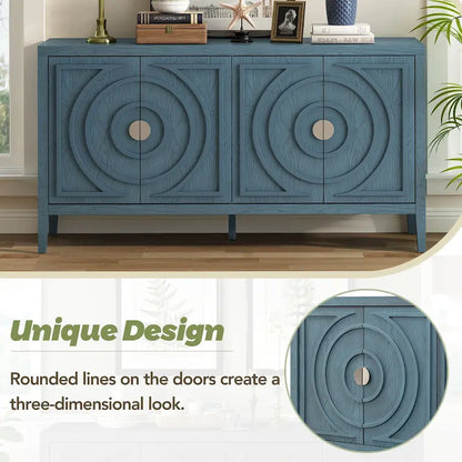 Retro Sideboard door with Circular Groove Design Round Metal Door Handle for Entrance, Dinning Room, Living Room (Gray)