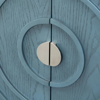 Retro Sideboard door with Circular Groove Design Round Metal Door Handle for Entrance, Dinning Room, Living Room (Gray)