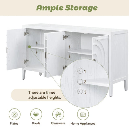 Retro Sideboard door with Circular Groove Design Round Metal Door Handle for Entrance, Dinning Room, Living Room (Gray)