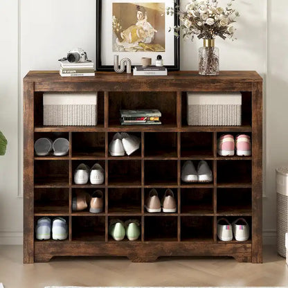 Sleek Design 24 Shoe Cubby Console