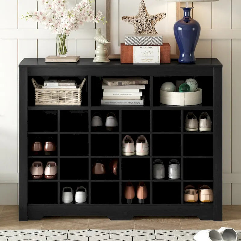 Sleek Design 24 Shoe Cubby Console