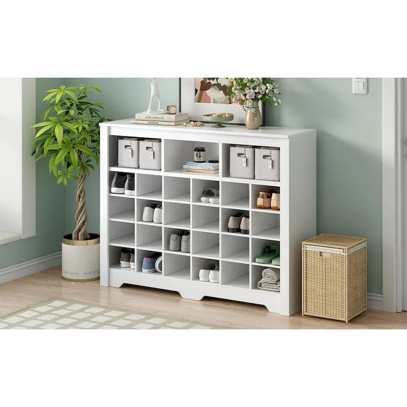 Sleek Design 24 Shoe Cubby Console