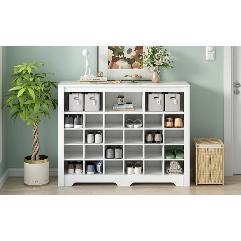 Sleek Design 24 Shoe Cubby Console