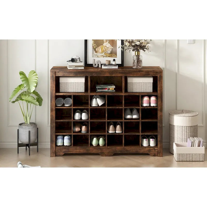 Sleek Design 24 Shoe Cubby Console