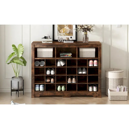 Sleek Design 24 Shoe Cubby Console