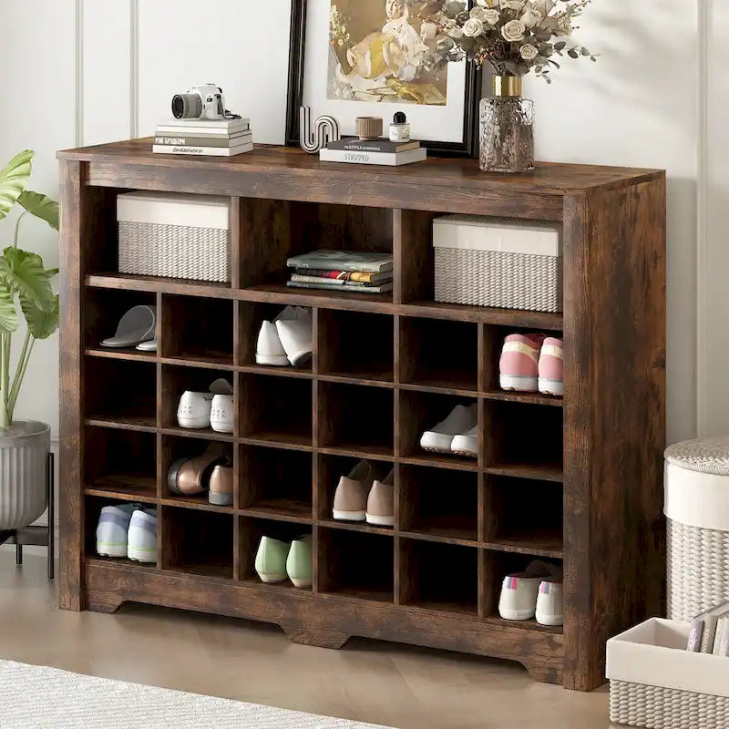 Sleek Design 24 Shoe Cubby Console