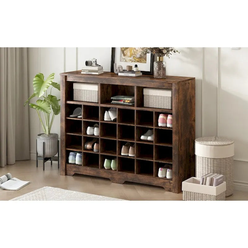 Sleek Design 24 Shoe Cubby Console