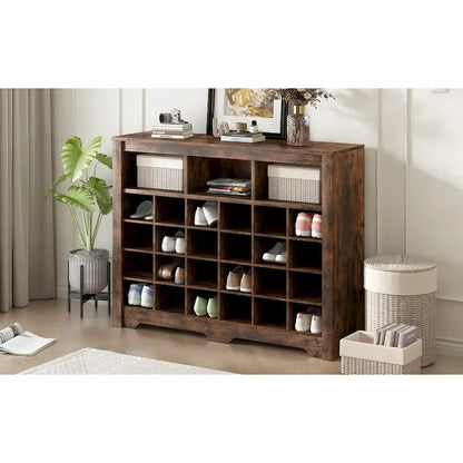 Sleek Design 24 Shoe Cubby Console