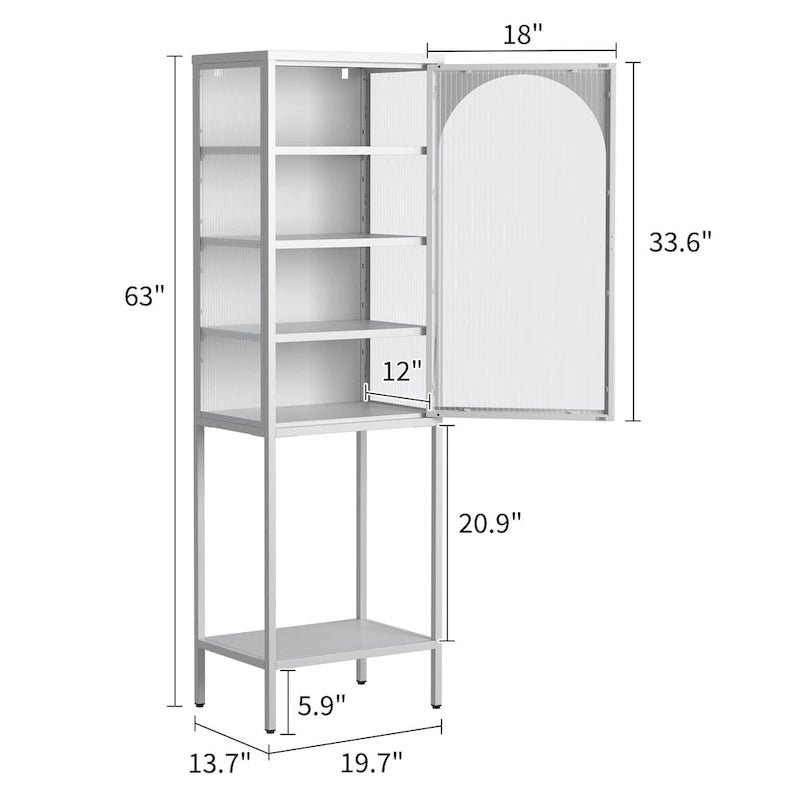 5-Tier Cube Bookshelf Storage Cabinet with 3 Adjustable Shelves
