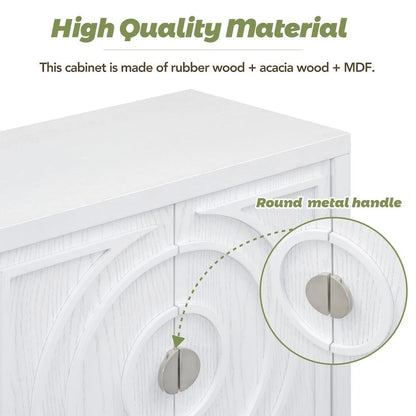 Retro Sideboard Door with Circular Groove Design Round Metal Door Handle