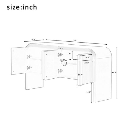 Striped Storage Cabinet with 4 Doors