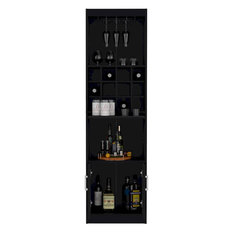 71Tall Bar Cabinet 5-Tier Modern Bar Cabinet with Glass Holder Stemware Rack,Wine Cabinet,12 Bottle Cubbies,5 Shelves