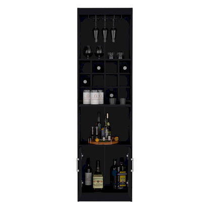 71Tall Bar Cabinet 5-Tier Modern Bar Cabinet with Glass Holder Stemware Rack,Wine Cabinet,12 Bottle Cubbies,5 Shelves