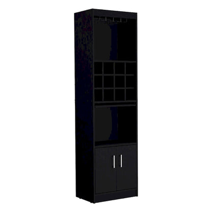 71Tall Bar Cabinet 5-Tier Modern Bar Cabinet with Glass Holder Stemware Rack,Wine Cabinet,12 Bottle Cubbies,5 Shelves