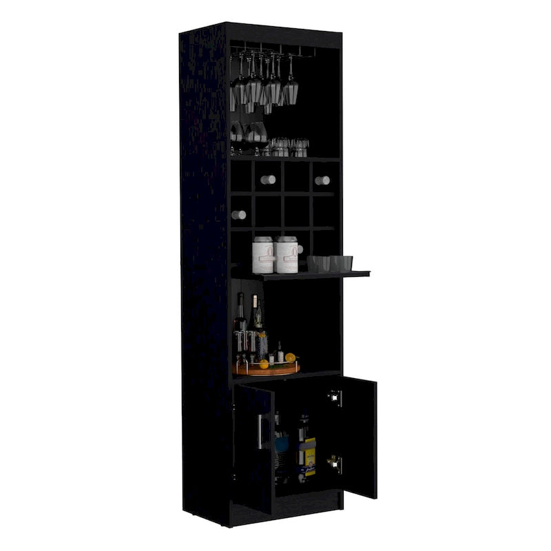 71Tall Bar Cabinet 5-Tier Modern Bar Cabinet with Glass Holder Stemware Rack,Wine Cabinet,12 Bottle Cubbies,5 Shelves