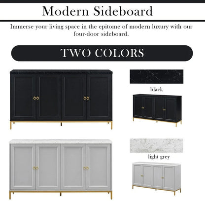 Modern Sideboard with Extra Large Storage Space with Metal Handles and Support Legs for Living Room and Dining Roo