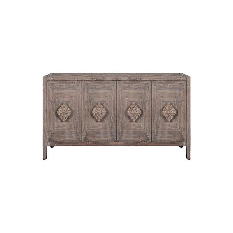 Carved Flower Door Handle, Antique Four Door Cabinet